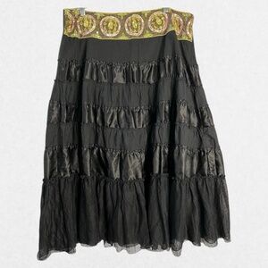 Black‎ Tiered Skirt Bead Embellished Boho Fairy Goth Witchy NY Collection XL